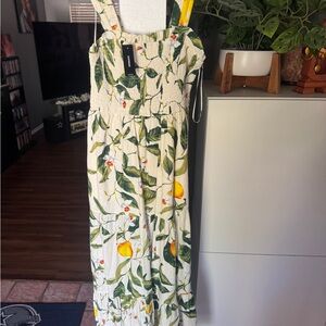 Express Tropical Lemon Print Maxi Dress